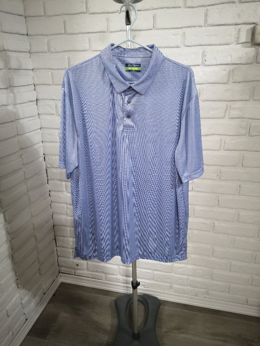 Ben Hogan Performance Men's Size XL Blue/Tan Plaid Short Sleeve Golf Polo